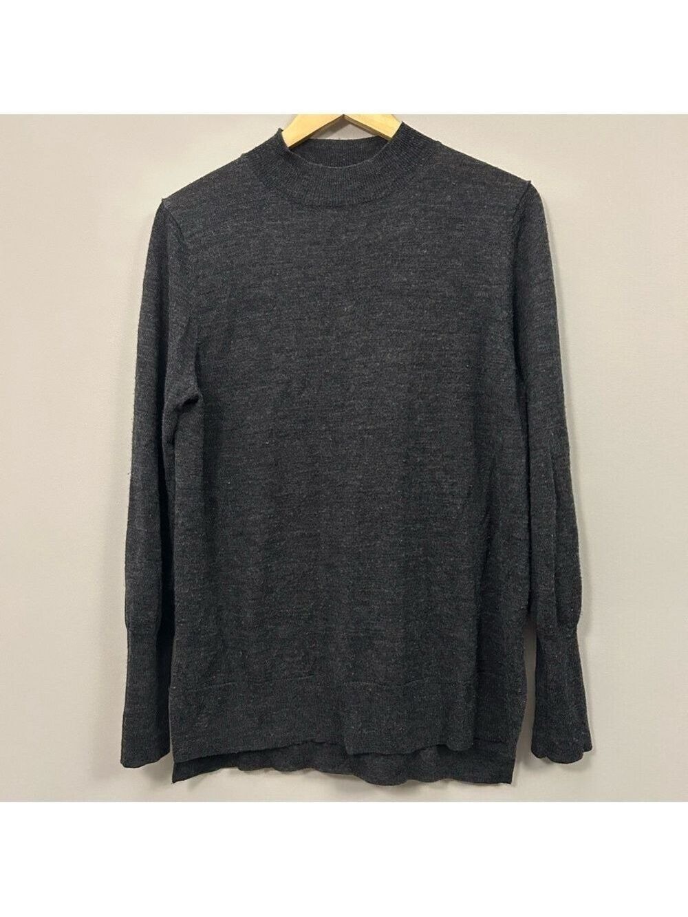 Badgley Mischka Women’s Charcoal Merino Wool Sweater Oversized Large